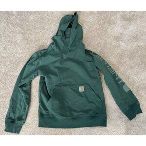 Carhartt Hoodie Top Green Midweight Pullover Logo Sleeve Shirt Boys Medium M
